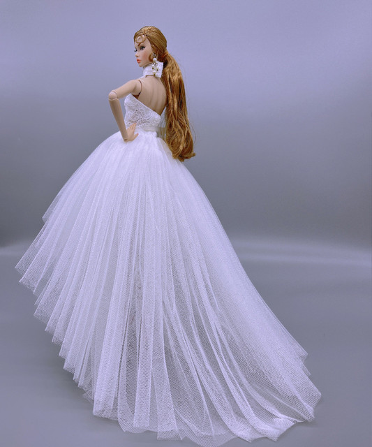 Moda princesa vestido de casamento para barbie 1/6 roupas de